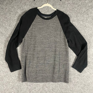 Gap Mens XL Colorblock Raglan Crewneck Sweater Gray Black Knit Cotton Pullover